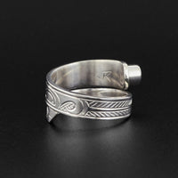 Hummingbird - Silver Wrap Ring with Topaz