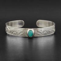 Salmon - Silver Bracelet with Turquoise