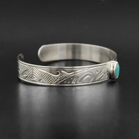 Salmon - Silver Bracelet with Turquoise