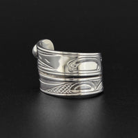 Wolf - Silver Wrap Ring with Moonstone