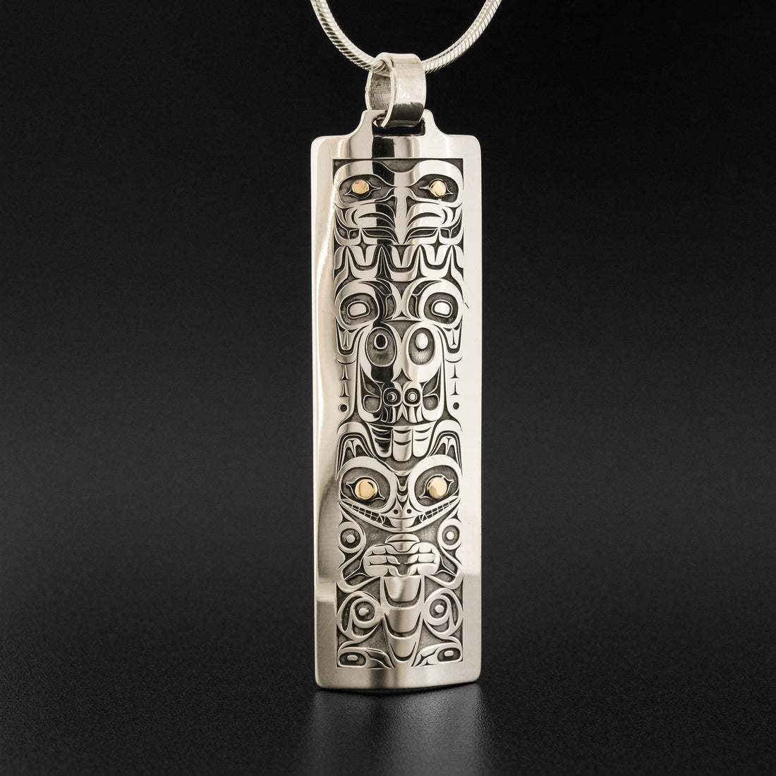 Eagle and Wolf - Silver Pendant with 14k Gold Overlay