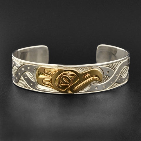 Octopus - Silver Bracelet with 14k Gold