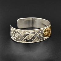 Octopus - Silver Bracelet with 14k Gold