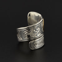 Lightning Snake - Silver Ring with 14k Gold