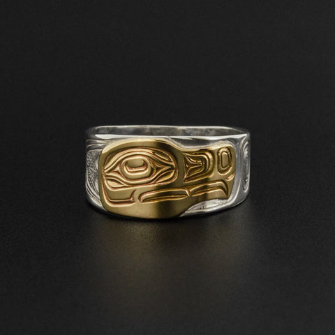 Eagle - Silver Ring with 14k Gold