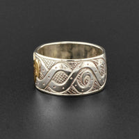 Octopus - Silver Ring with 14k Gold