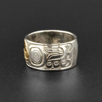 Raven and Light - Silver Ring with 14k Gold