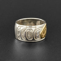 Raven and Light - Silver Ring with 14k Gold