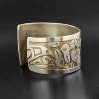 Raven Eating Blueberries - Silver Bracelet