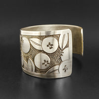 Raven Eating Blueberries - Silver Bracelet
