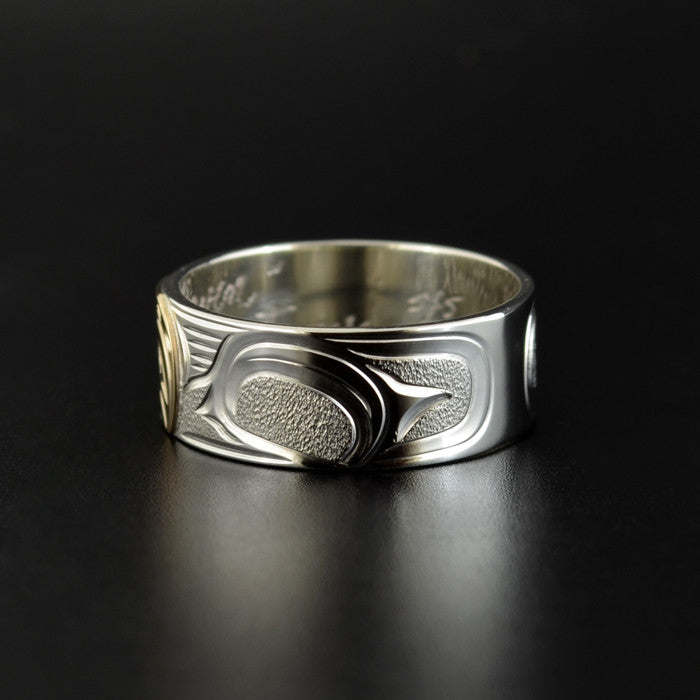 Raven - Silver Ring with 14k Yellow Gold