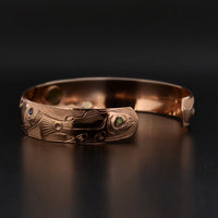 Whale and Salmon - 14k Gold Bracelet with Abalone