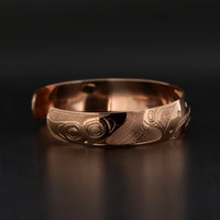Whale and Salmon - 14k Gold Bracelet with Abalone