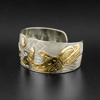 Killerwhales - Silver Bracelet with 14k Gold