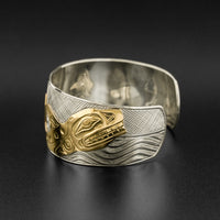 Killerwhales - Silver Bracelet with 14k Gold