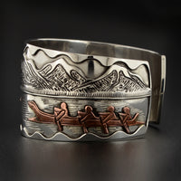 Contact on the Coast - Silver Bracelet with 14k Gold and Copper