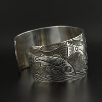 Eagle and Salmon - Silver Bracelet