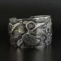Hummingbirds - Silver Bracelet with Oxidization