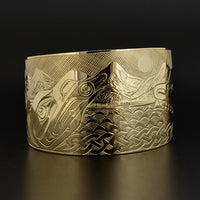 Raven and Bear Landscape - 14k Gold Bracelet