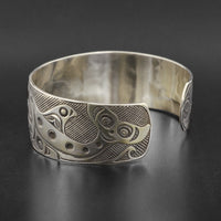 Killerwhales and Moon - Silver Bracelet with 14k Gold