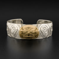 Whale Rider - Silver Bracelet with 14k Gold Overlay