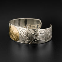 Whale Rider - Silver Bracelet with 14k Gold Overlay