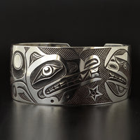 Wolf and Moon - Silver Bracelet