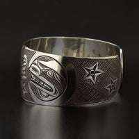 Wolf and Moon - Silver Bracelet