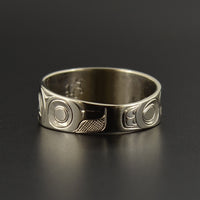 Raven and Eagle - 14k White Gold Ring