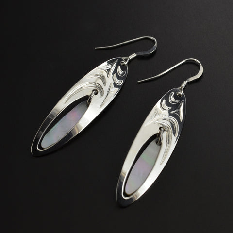 Abstract - Silver Earrings with Abalone