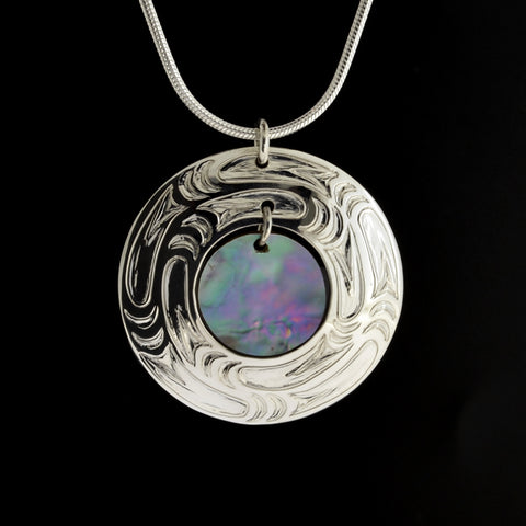 Abstract - Silver Pendant with Abalone