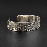 Orca and Waves - Silver Bracelet