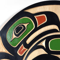 Eagles and Moon - Yellow Cedar Panel