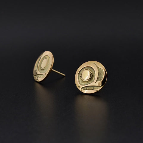 Salmon - 14k Gold Stud Earrings