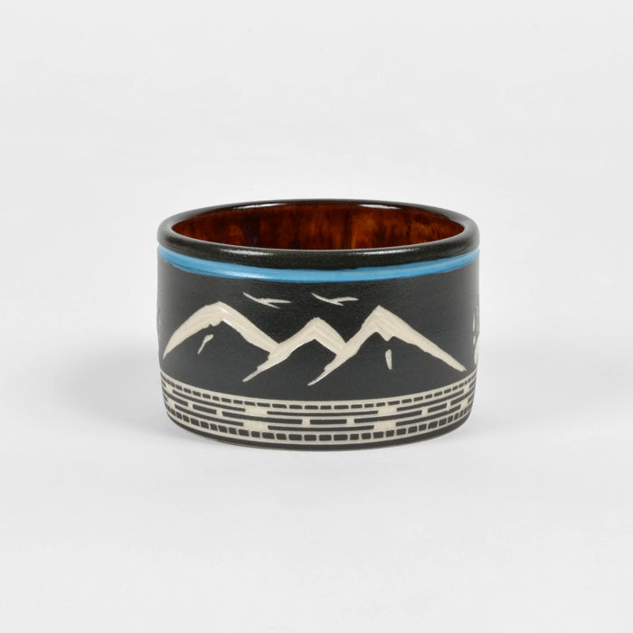 Bear Claw and Mountains - Hand Carved Ceramic Vase