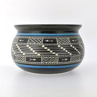 Dip Net Fishing - Hand Carved Ceramic Bowl