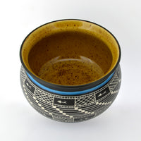 Dip Net Fishing - Hand Carved Ceramic Bowl
