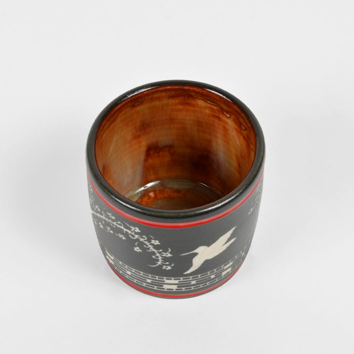 Hummingbird - Hand Carved Ceramic Vase