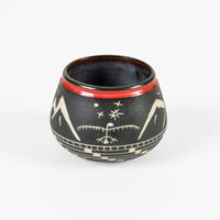 Thunderbird and Mountains - Hand Carved Ceramic Pottery