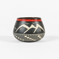 Thunderbird and Mountains - Hand Carved Ceramic Pottery
