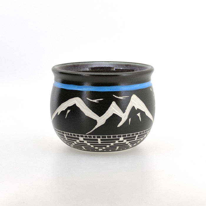 Bear Claw and Mountains - Hand Carved Ceramic Bowl