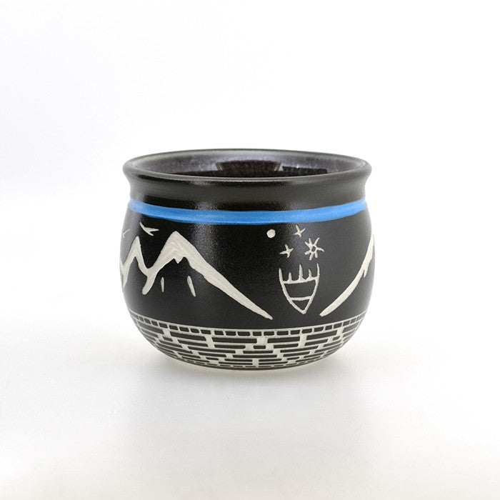 Bear Claw and Mountains - Hand Carved Ceramic Bowl