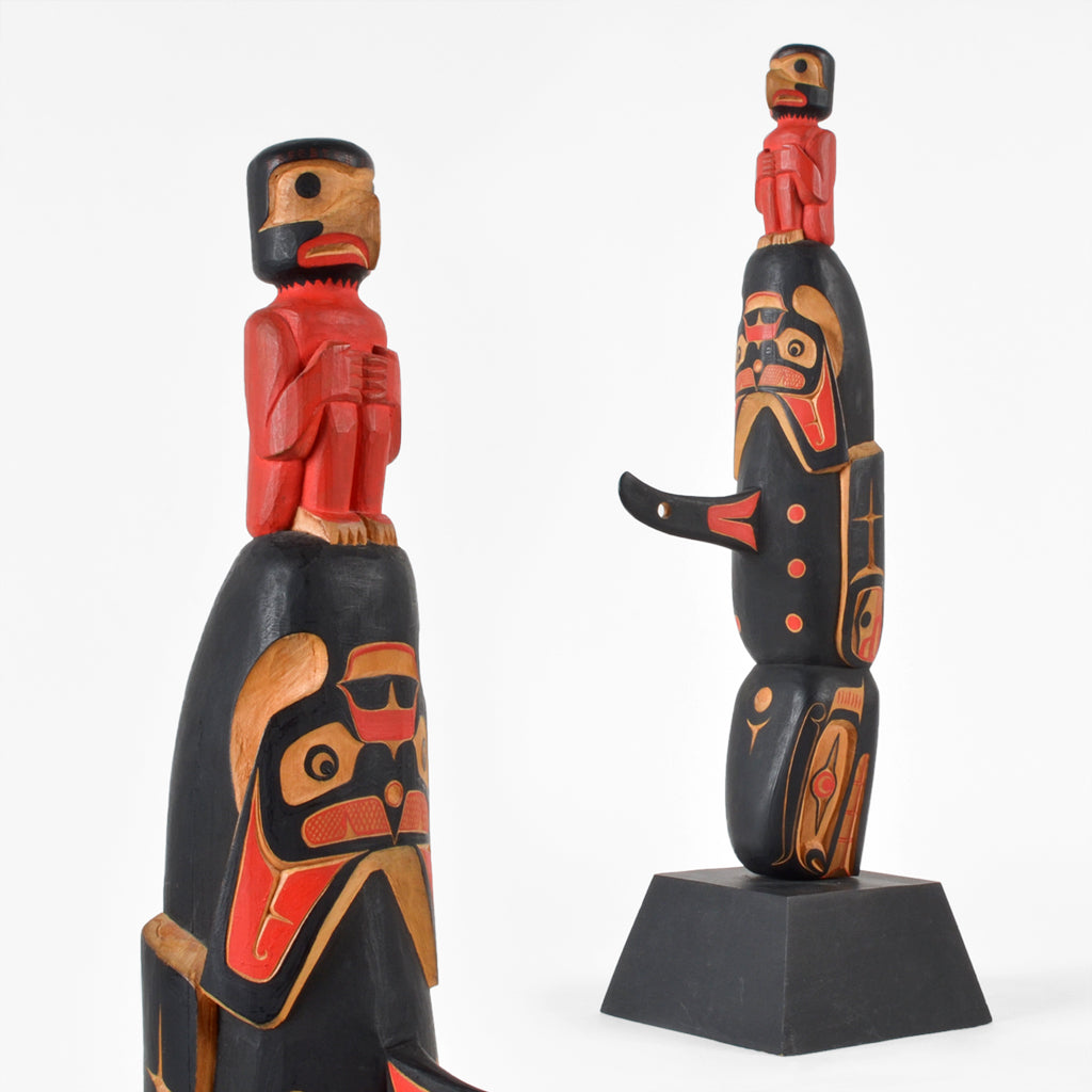 Thunderbird Man and Killerwhale - Red Cedar Sculpture