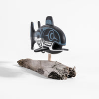 Salmon - Basswood Sculpture on Driftwood
