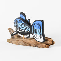Salmon - Basswood Sculpture on Driftwood