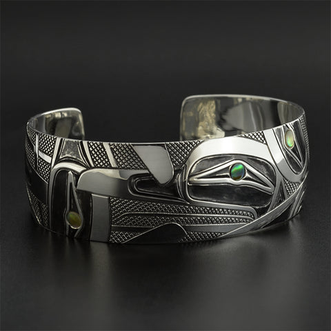 Ravens - Silver Bracelet with Abalone Inlays