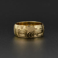 Killerwhale and Salmon - 14k Gold Ring