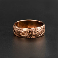 Killerwhale and Salmon - 14k Rose Gold Ring