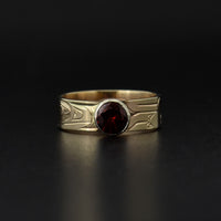 Raven - 14k Gold Ring with Garnet
