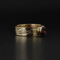 Raven - 14k Gold Ring with Garnet